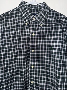Men's Green Plaid Button-Down Shirt by